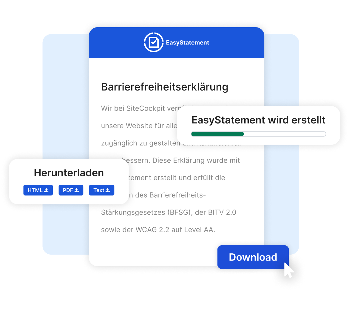 Barrierefreiheitserklärung für Website und App erstellen mit SiteCockpit easyStatement